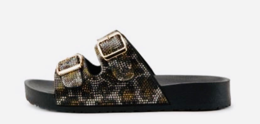 Cheetah Rhinestones Slides