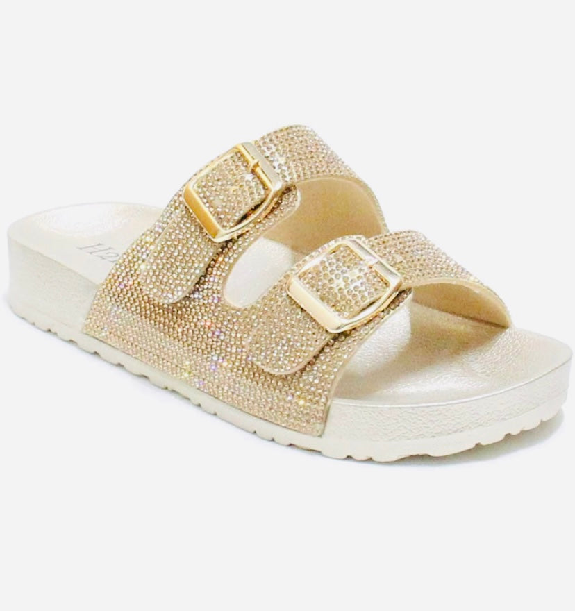 Gold Rhinestones Slides