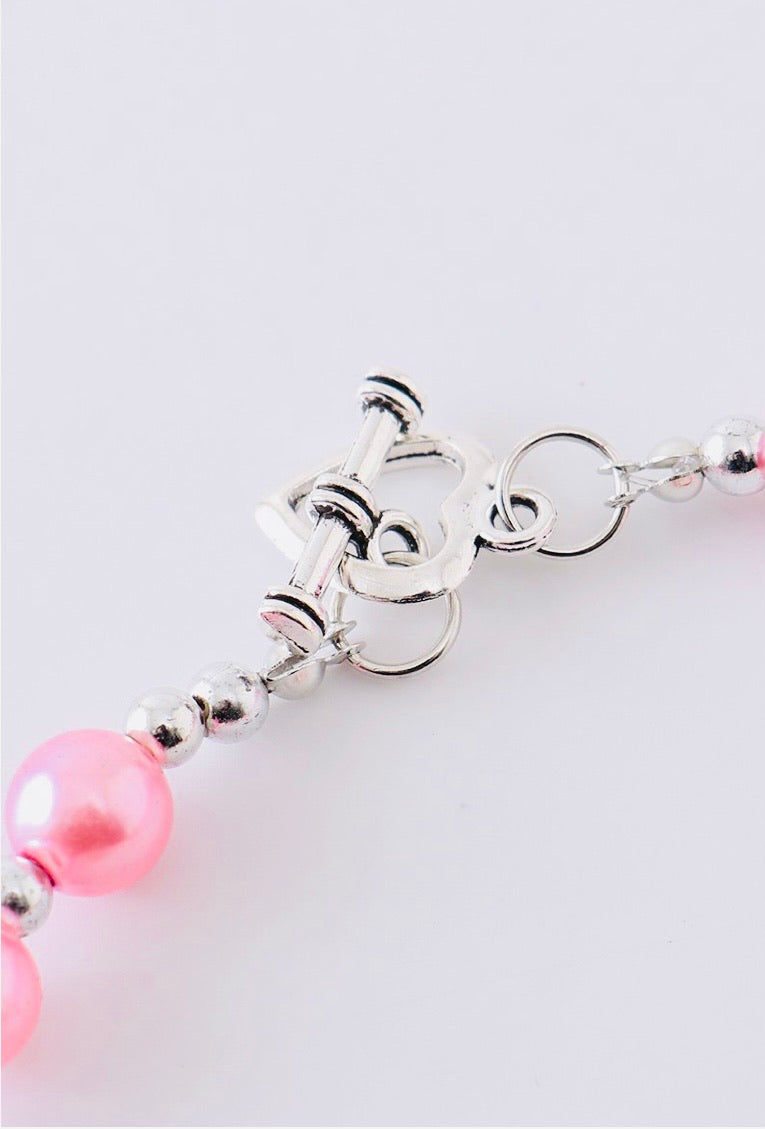 Pink & Gold Half Bubble Necklace