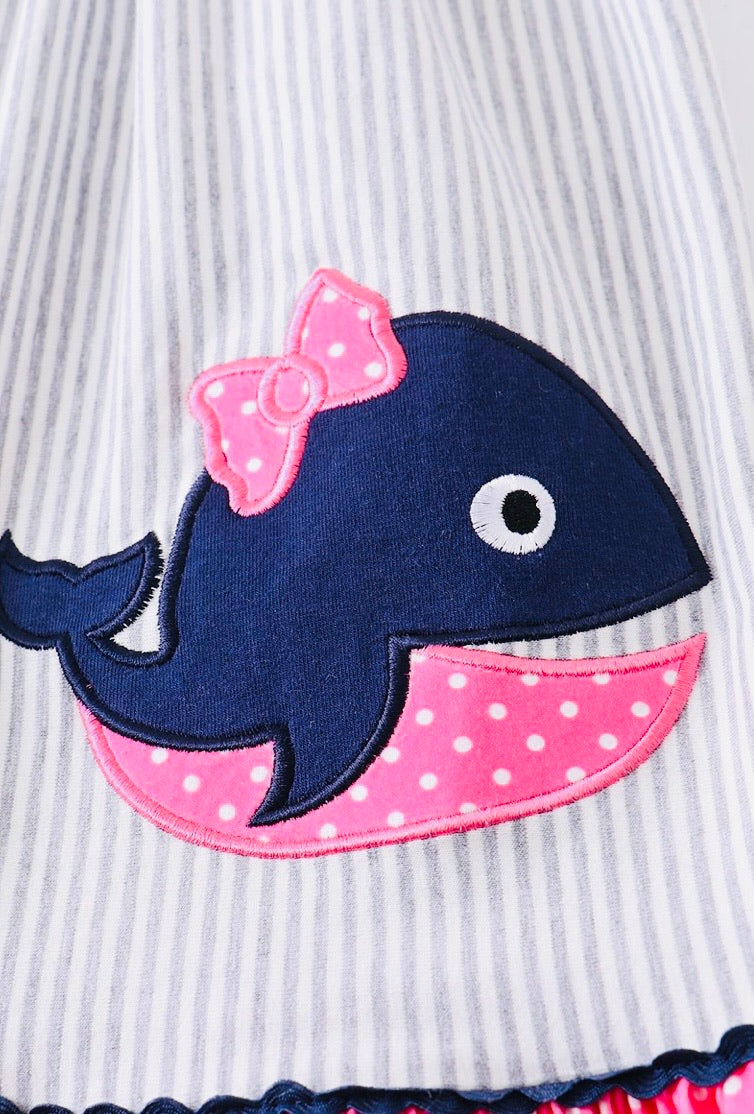 Pink & Navy Blue Whale Dress