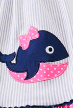 Load image into Gallery viewer, Pink &amp; Navy Blue Whale Dress
