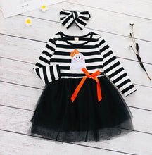 Load image into Gallery viewer, Ghost and Stripe Tutu Dress
