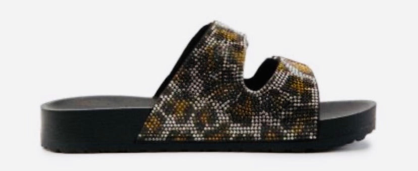 Cheetah Rhinestones Slides