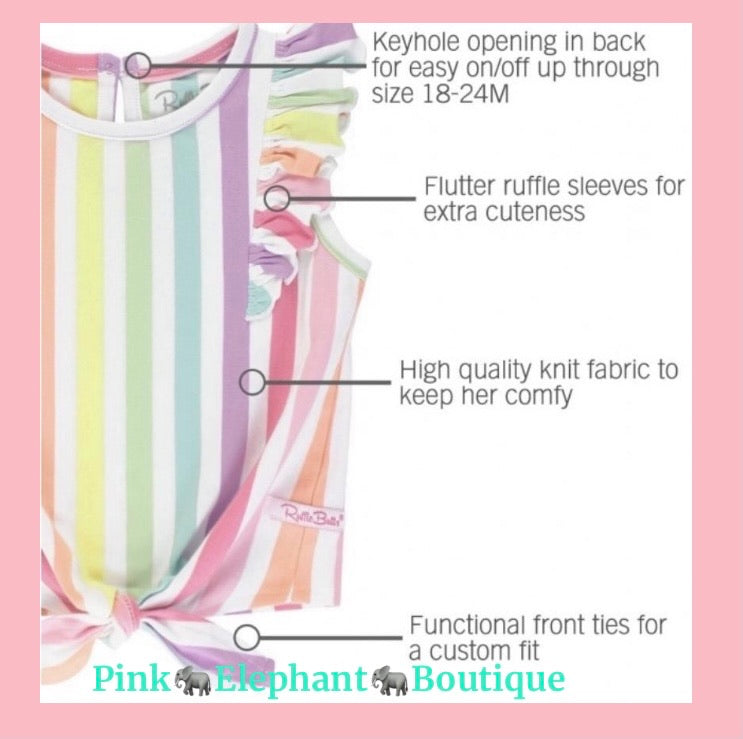 Rainbow Stripe Ruffle Tie Top