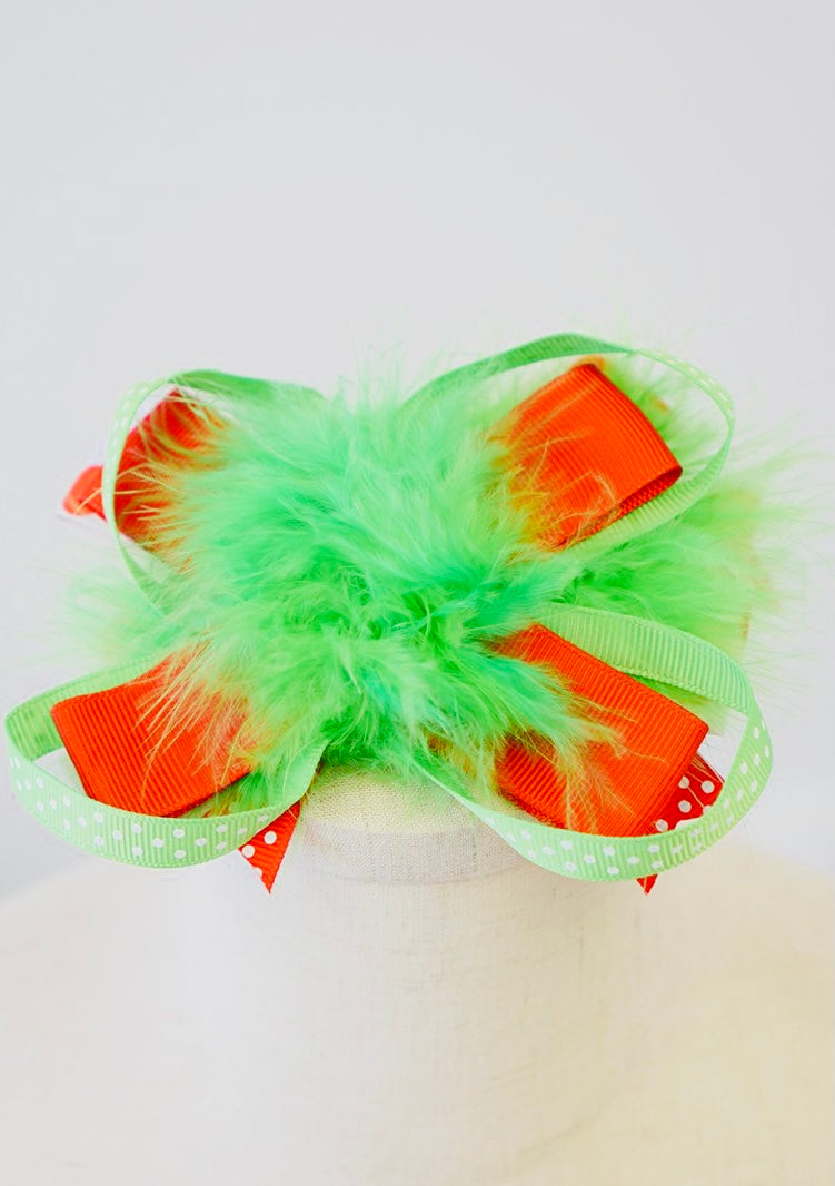 Christmas Feather Hair Bow
