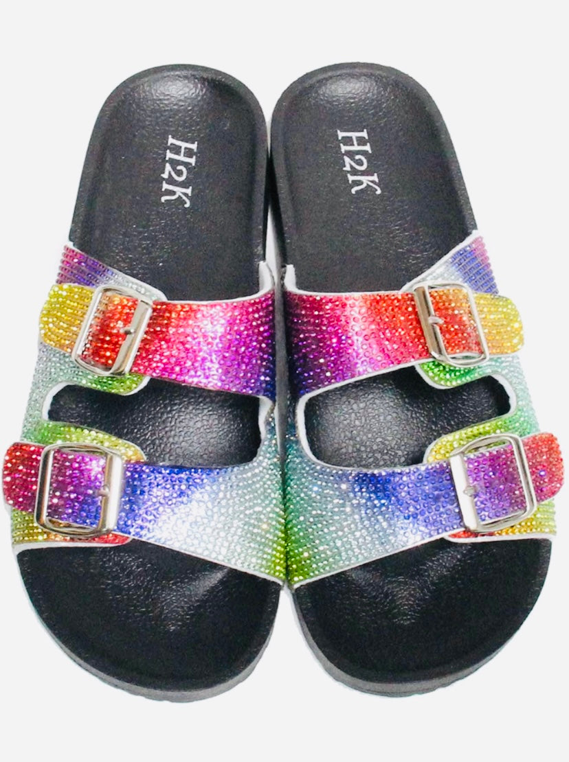 Rainbow Rhinestones Slides