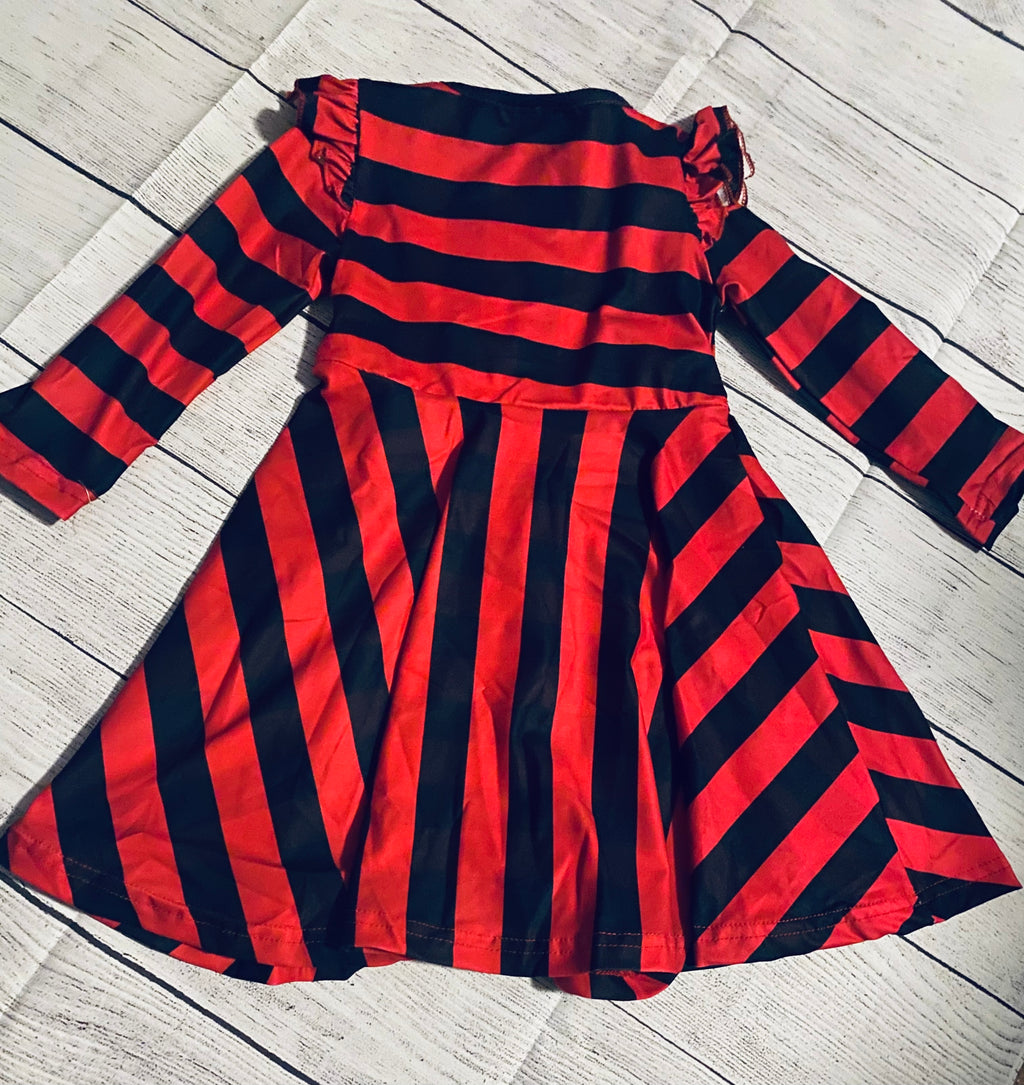 Red and Black Strip Dress