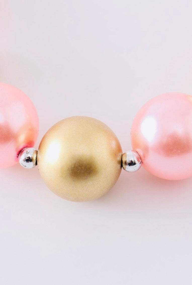 Pink & Gold Half Bubble Necklace