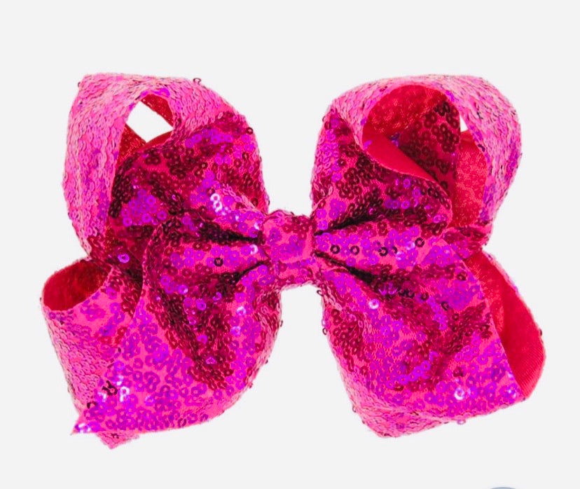 Hot Pink Sequin Hair Bow