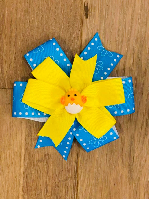 Blue & Yellow Easter Chick Hair Bow