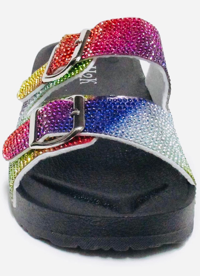 Rainbow Rhinestones Slides