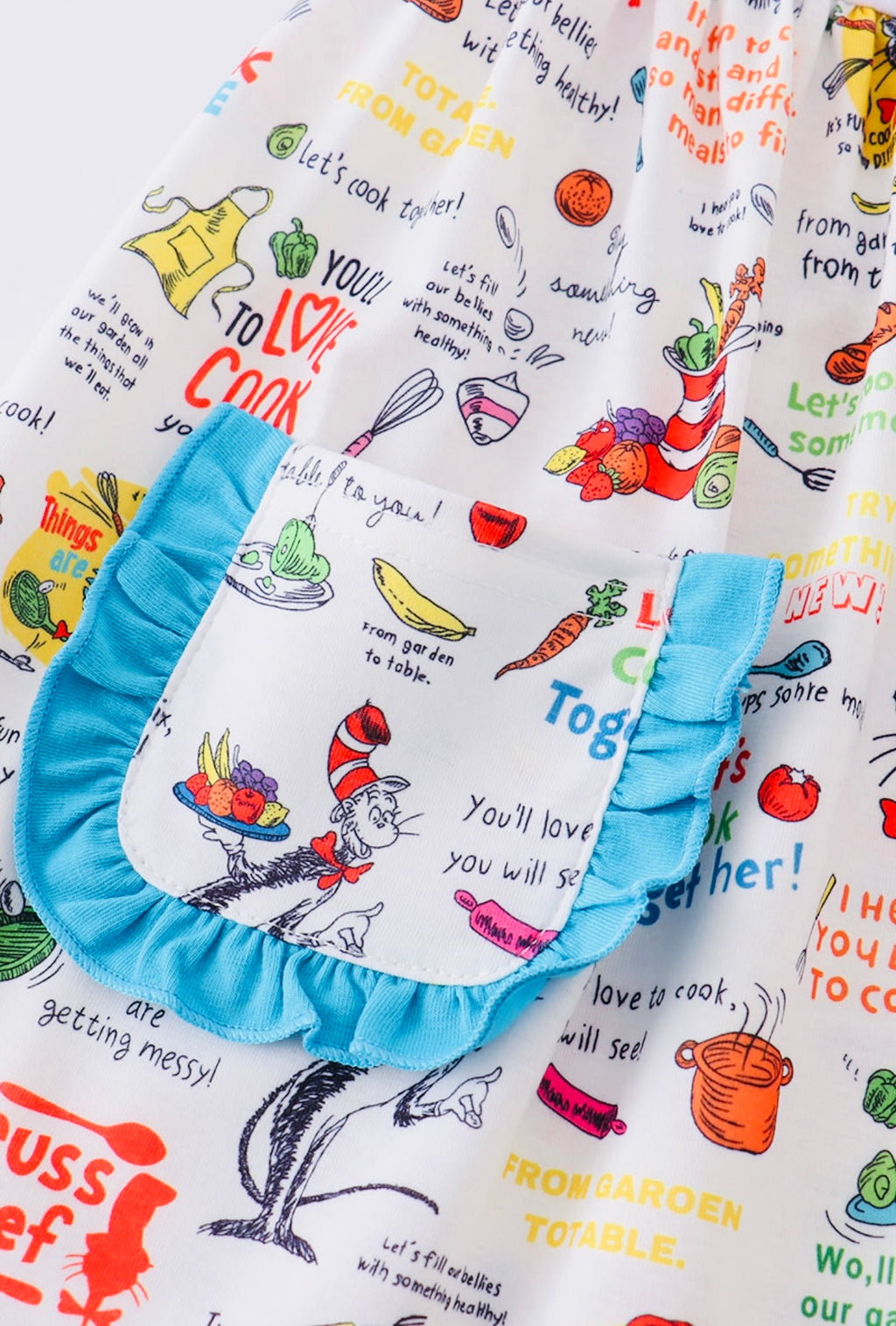 Dr. Seuss Character Embroidery Pocket Dress