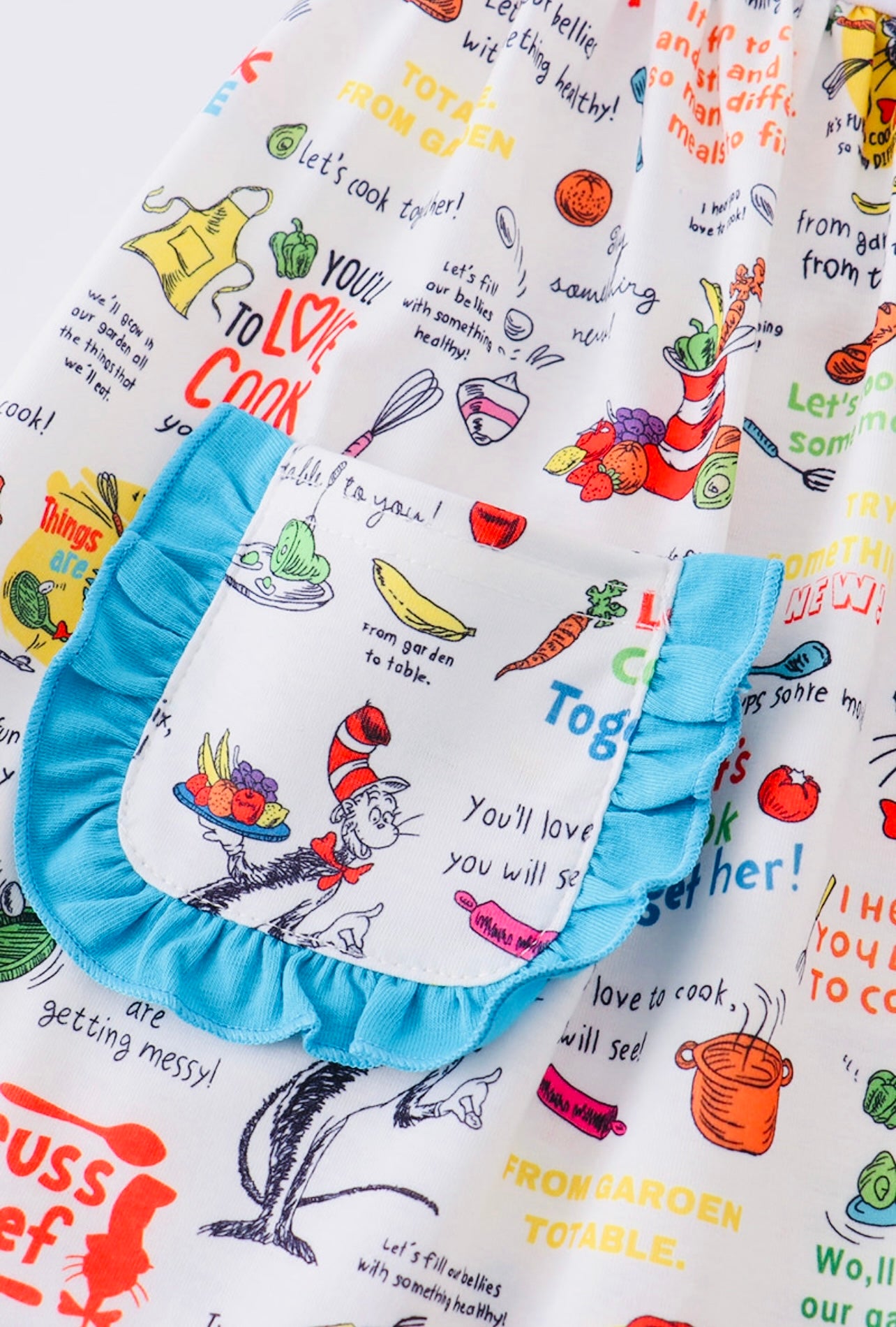 Dr. Seuss Character Embroidery Pocket Dress