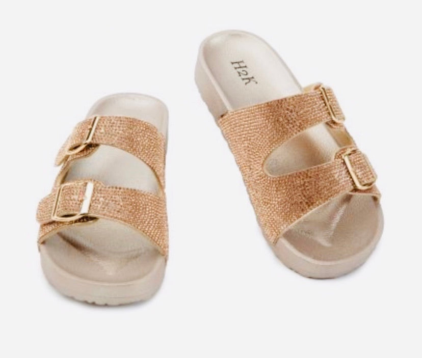 Rose Gold Rhinestones Slides