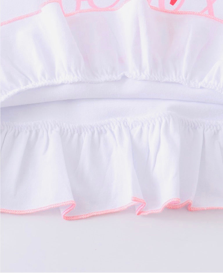 Strawberry Ruffle Capri Set