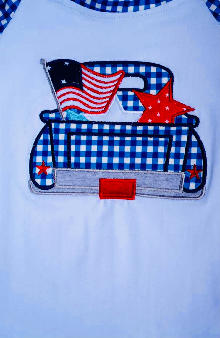 Blue Gingham Patriotic Shirt