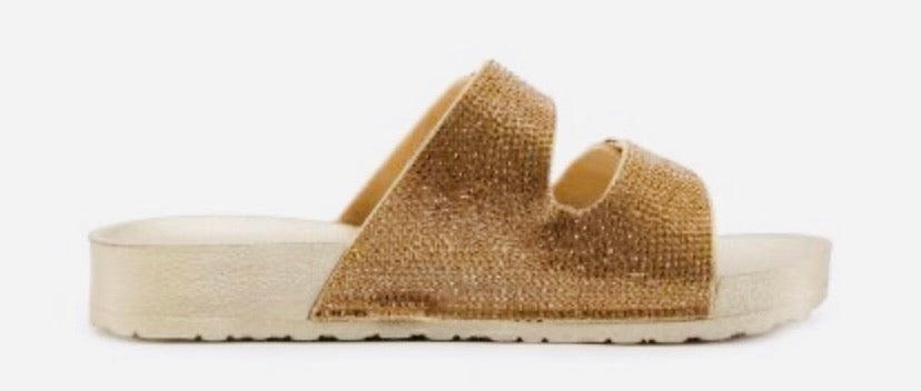 Gold Rhinestones Slides