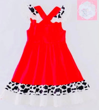 Load image into Gallery viewer, Red Cow Appliqué Flutter Dress
