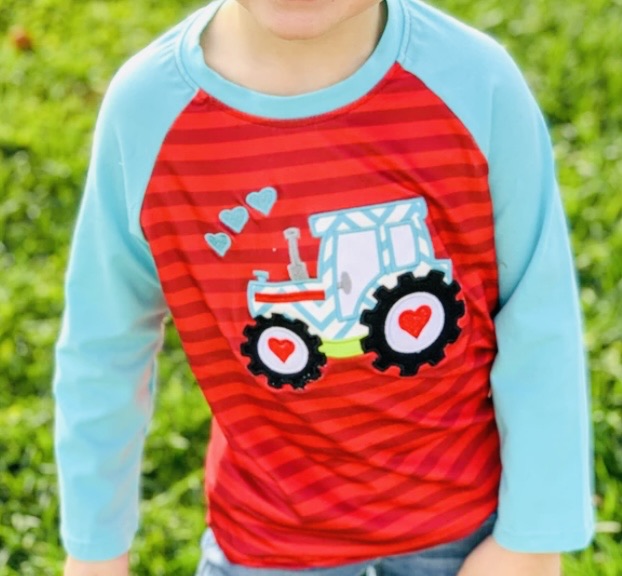 Red and Aqua Love Tractor