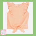 Peach Ruffle Tie Shirt
