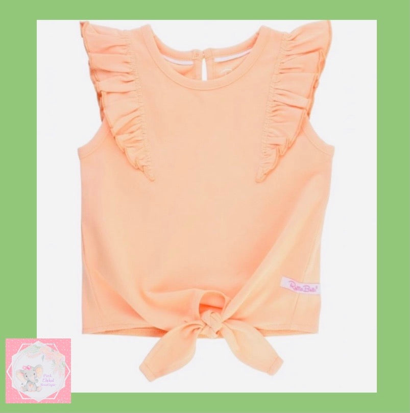 Peach Ruffle Tie Shirt