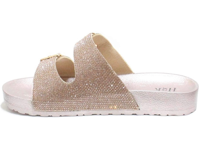 Rose Gold Rhinestones Slides