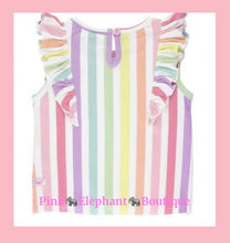 Load image into Gallery viewer, Rainbow Stripe Ruffle Tie Top
