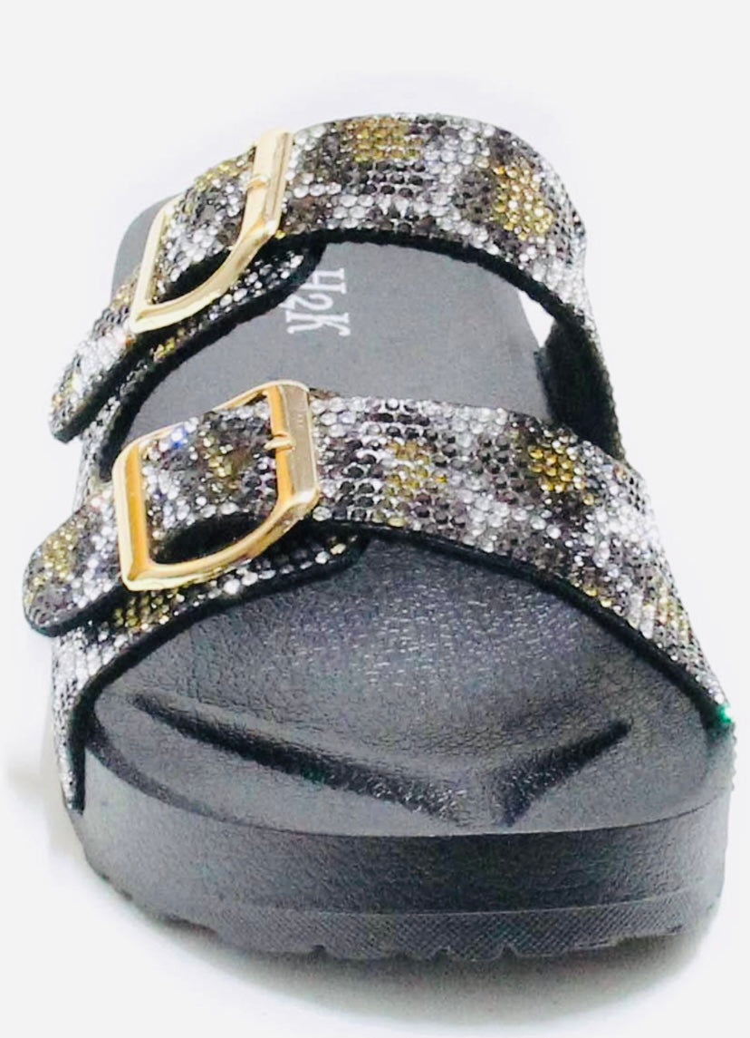 Cheetah Rhinestones Slides
