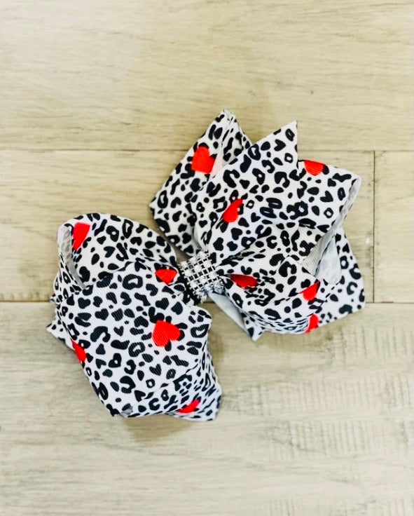 Animal Print Rhinestone Hair Bows