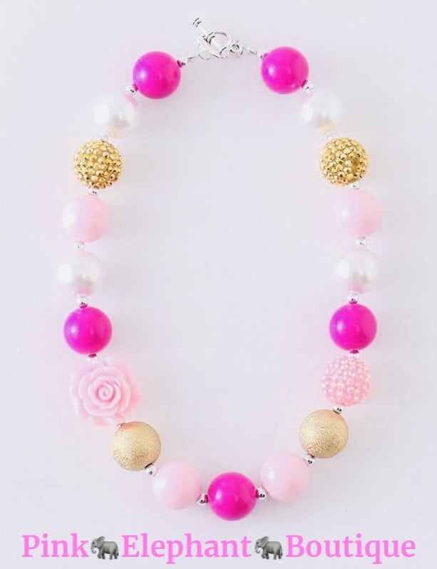 Pink & Gold Bubble Necklace