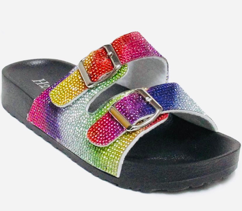 Rainbow Rhinestones Slides