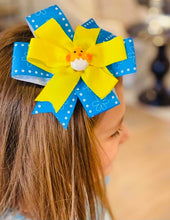 Load image into Gallery viewer, Blue &amp; Yellow Easter Chick Hair Bow
