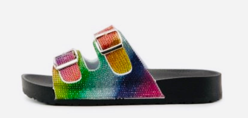 Rainbow Rhinestones Slides