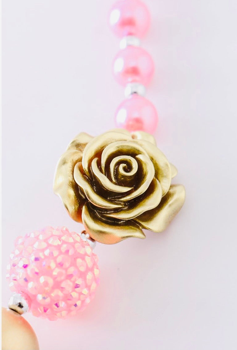 Pink & Gold Half Bubble Necklace