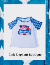 Load image into Gallery viewer, Blue Gingham Patriotic Shirt
