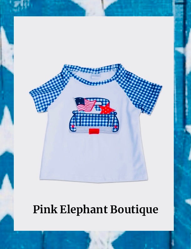 Blue Gingham Patriotic Shirt