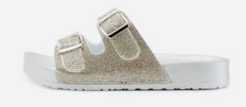 Silver Rhinestones Slides