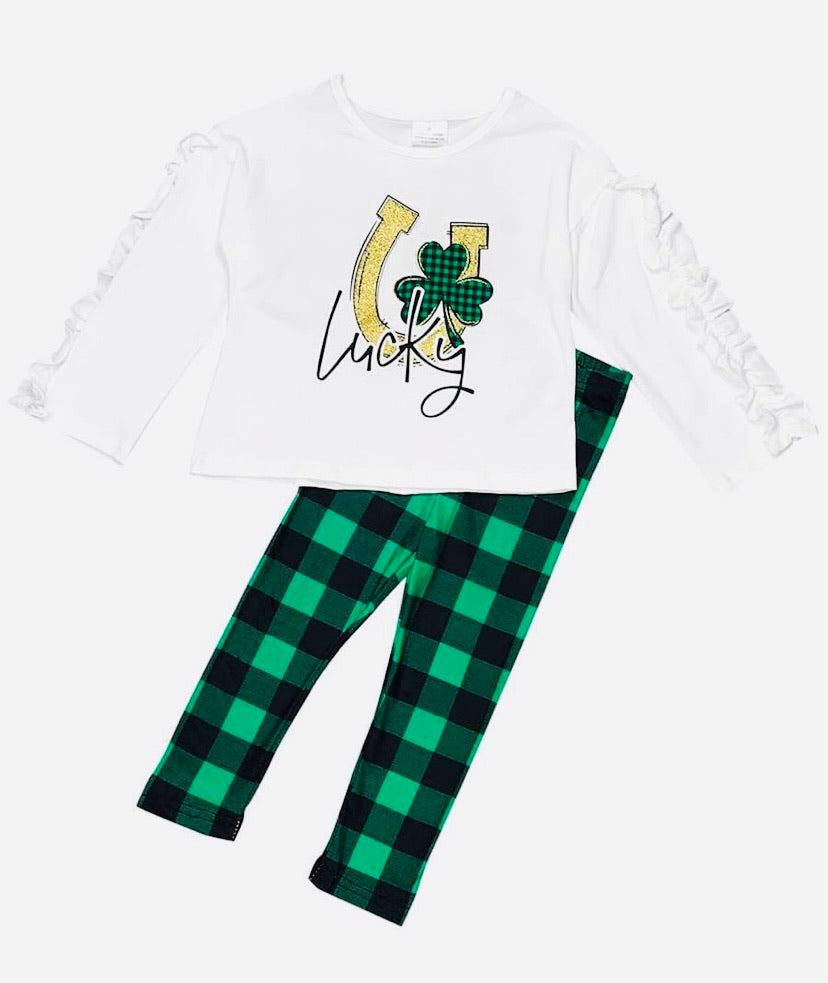 Lucky Glitter Shamrock & Horse Pant Set
